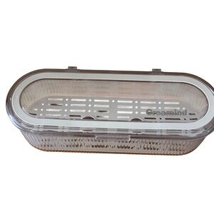 NEW Creamind Clear Plastic Storage Container‎ with Hinged Lid and Drainage Tray